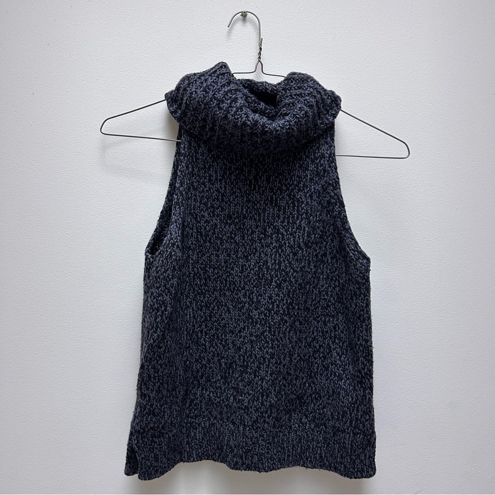 Madewell Charcoal Grey Turtleneck Cutaway Sweater-Vest